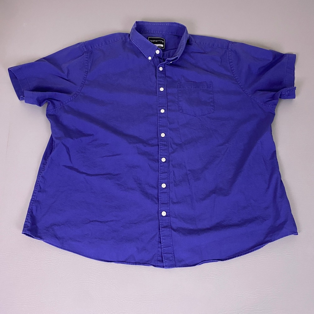 Red Herring Button Down Shirt Men's Size 3XL Purple‎ Short Sleeve 100% Cotton
